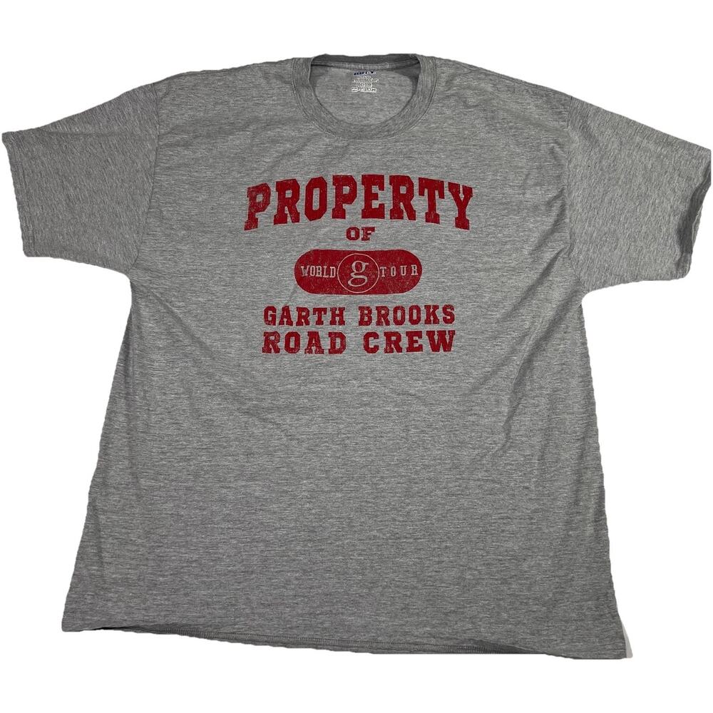 Garth Brooks T Shirt Size XL Gray World g Tour Road Crew Concert Tee Hanes Beefy